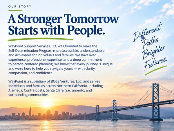 WayPoint’s story and commitment to person-centered support, set against the San Francisco skyline an