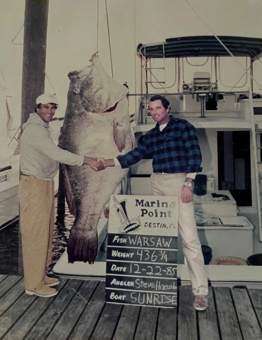 Captain Kelly Windes and Captain Steve Heausler World Record Warsaw Grouper Destin Florida Fishing
