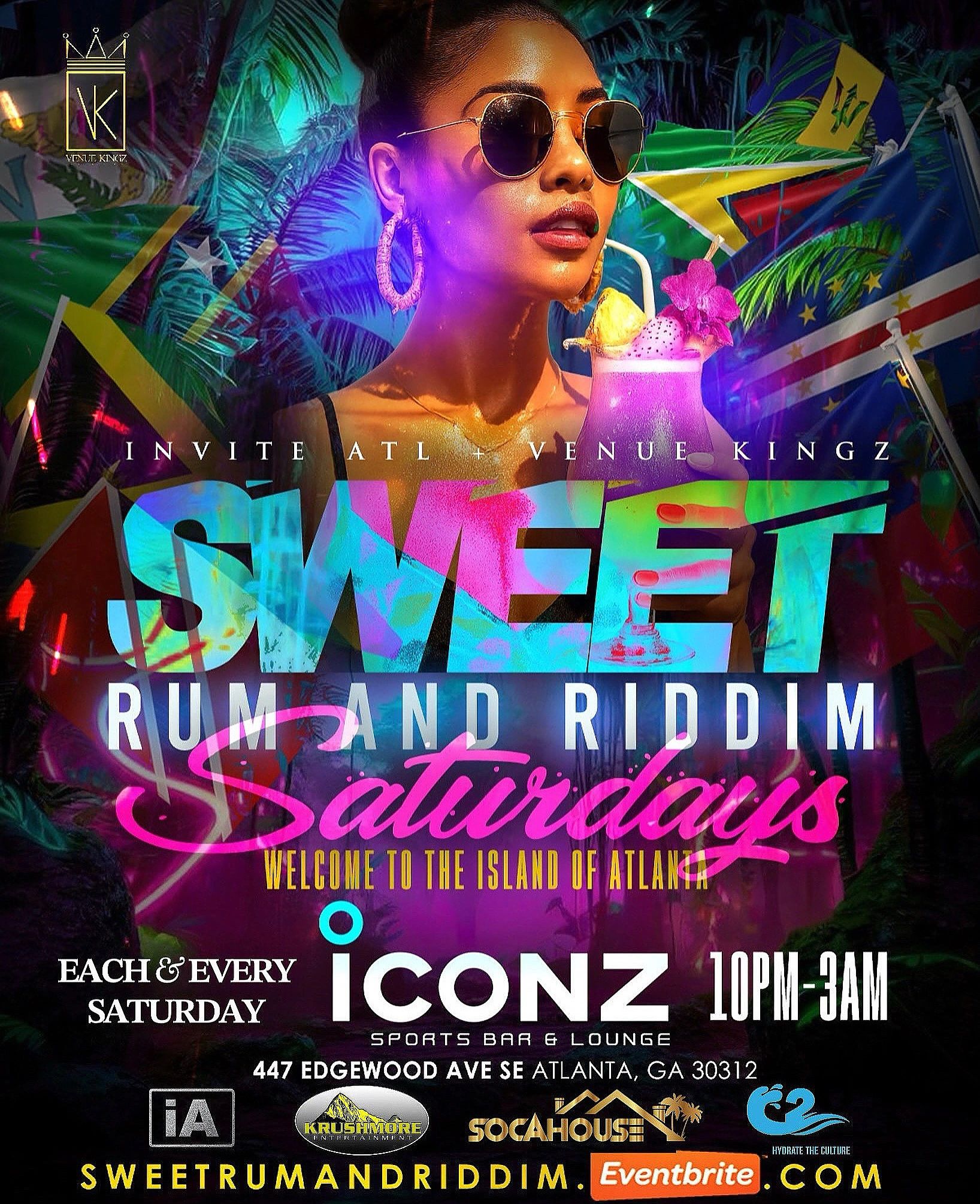 SWEET RUM AND RIDDIM SATURDAYS ATLANTA NIGHTLIFE EDGEWOOD EVENTS SOCA REGGAE ICONZ LOUNGE BUCKHEAD