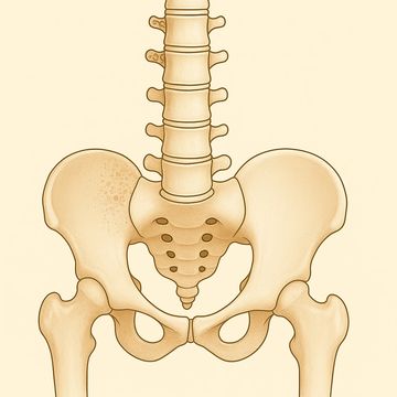 Medical illustration of skeleton showing bone health, osteoporosis risk, and fracture prevention