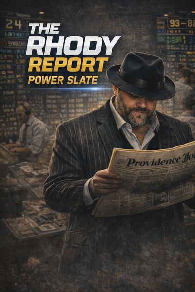 Man in a fedora reading a newspaper in a busy financial trading room.