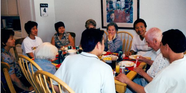 Birthday celebration for resident at a dining table