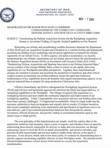 DoW Transformation Memo