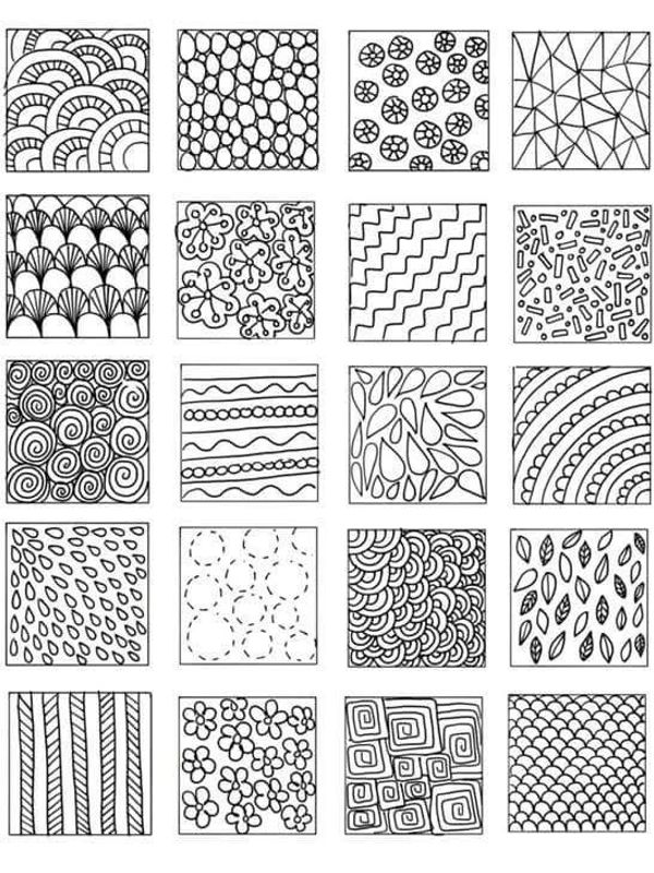 A collection of 20 black and white abstract patterns in square grids.