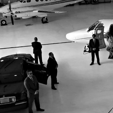 Security Guards guarding a vip client on their private charter flight , deployed globally 