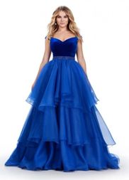 open lace back dress Nox Anabel H1351 Layered Long Formal Prom Glitter Dress
