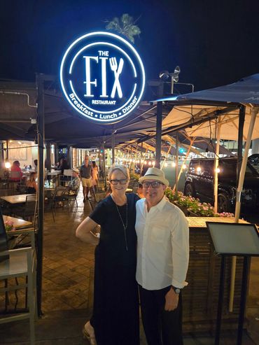 Jaymes & I in front of The Fix on El Paseo where we've been performing!