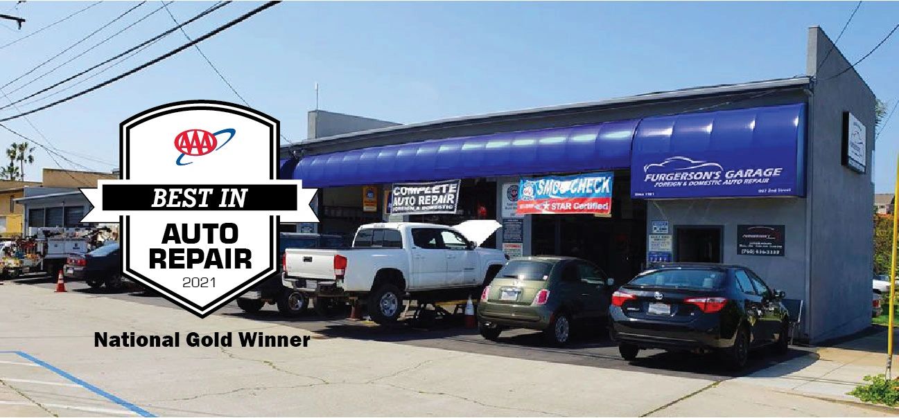 Exterior of Furgerson's Garage facility with Best in Auto Repair 2021 logo