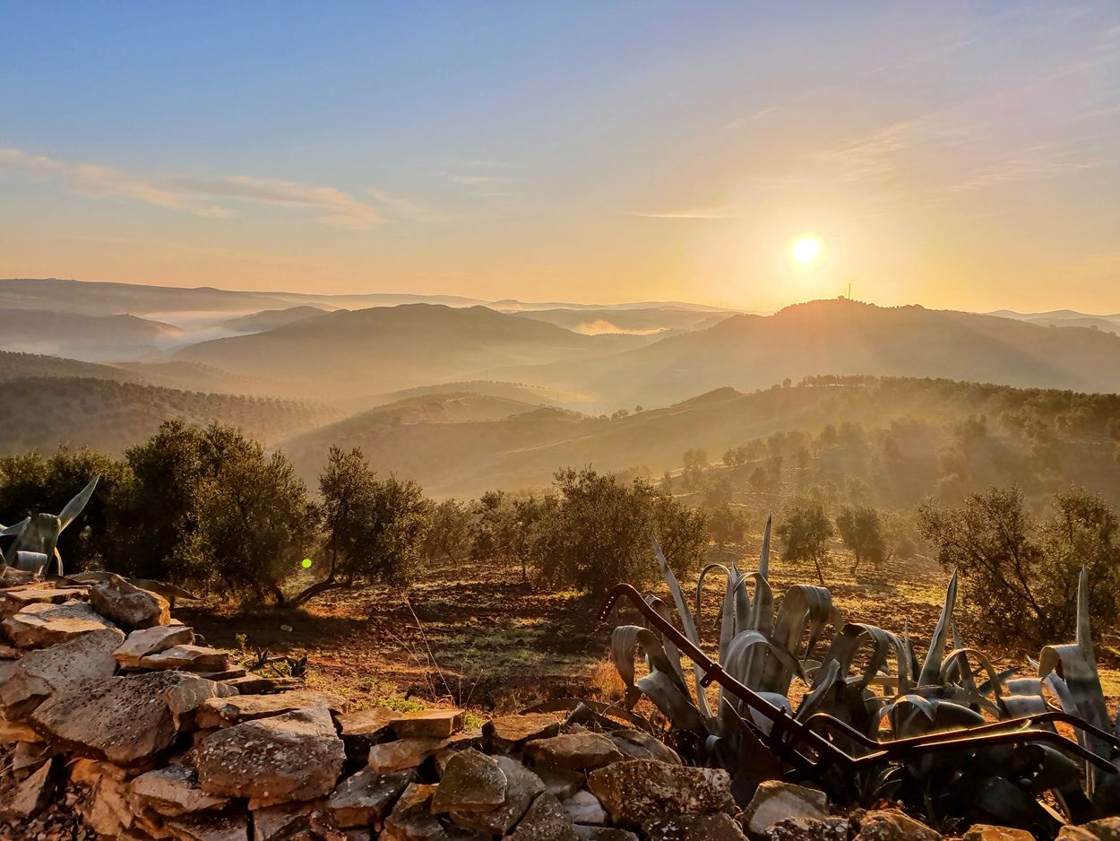 A beautiful sunrise in the quaint village of Algamitas, Spain.