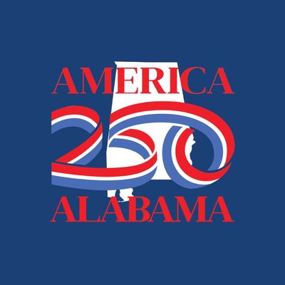 Graphic design with Alabama state outline and patriotic colors.