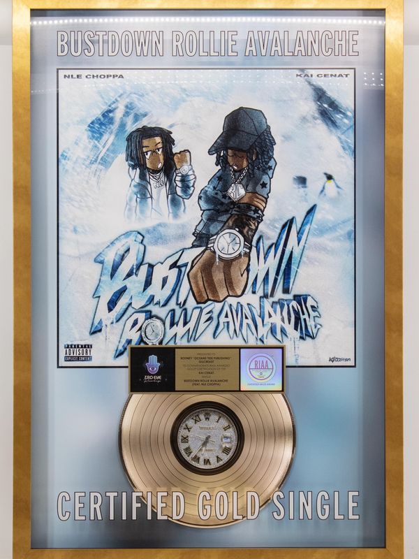 Certified gold single plaque for "Bustdown Rollie Avalanche."
