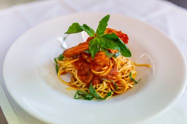 Noodles on a white plate