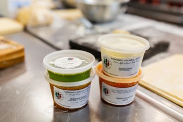 Four box with sejwan chutney and noodles packing on the restaurant