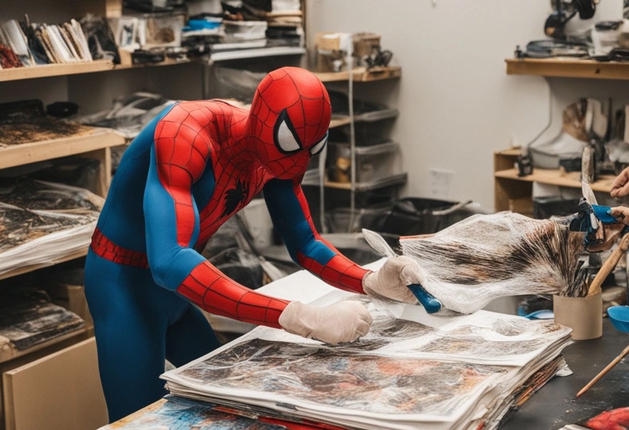 Spiderman cleaning comics