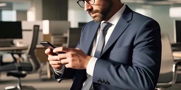 Executivo usando un smartphone en la oficina