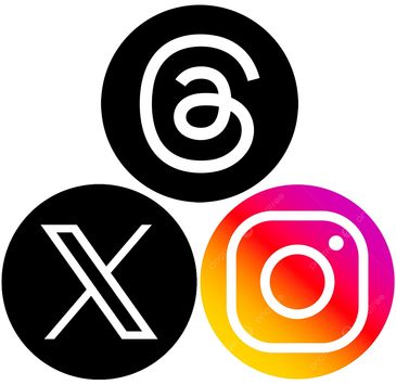 Threads, X, Instagram logos
