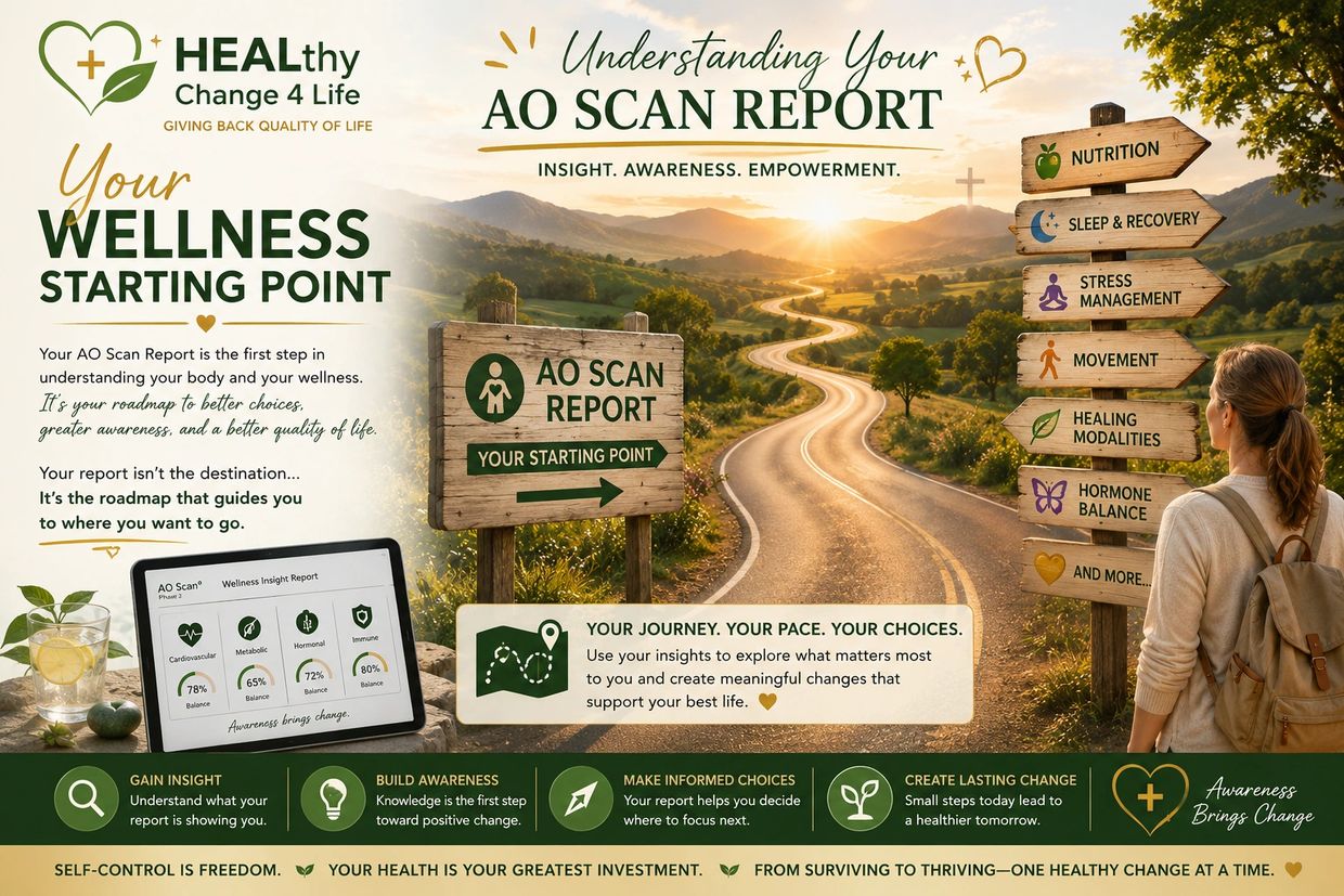 Guided wellness journey with AO Scan Report for better health choices.