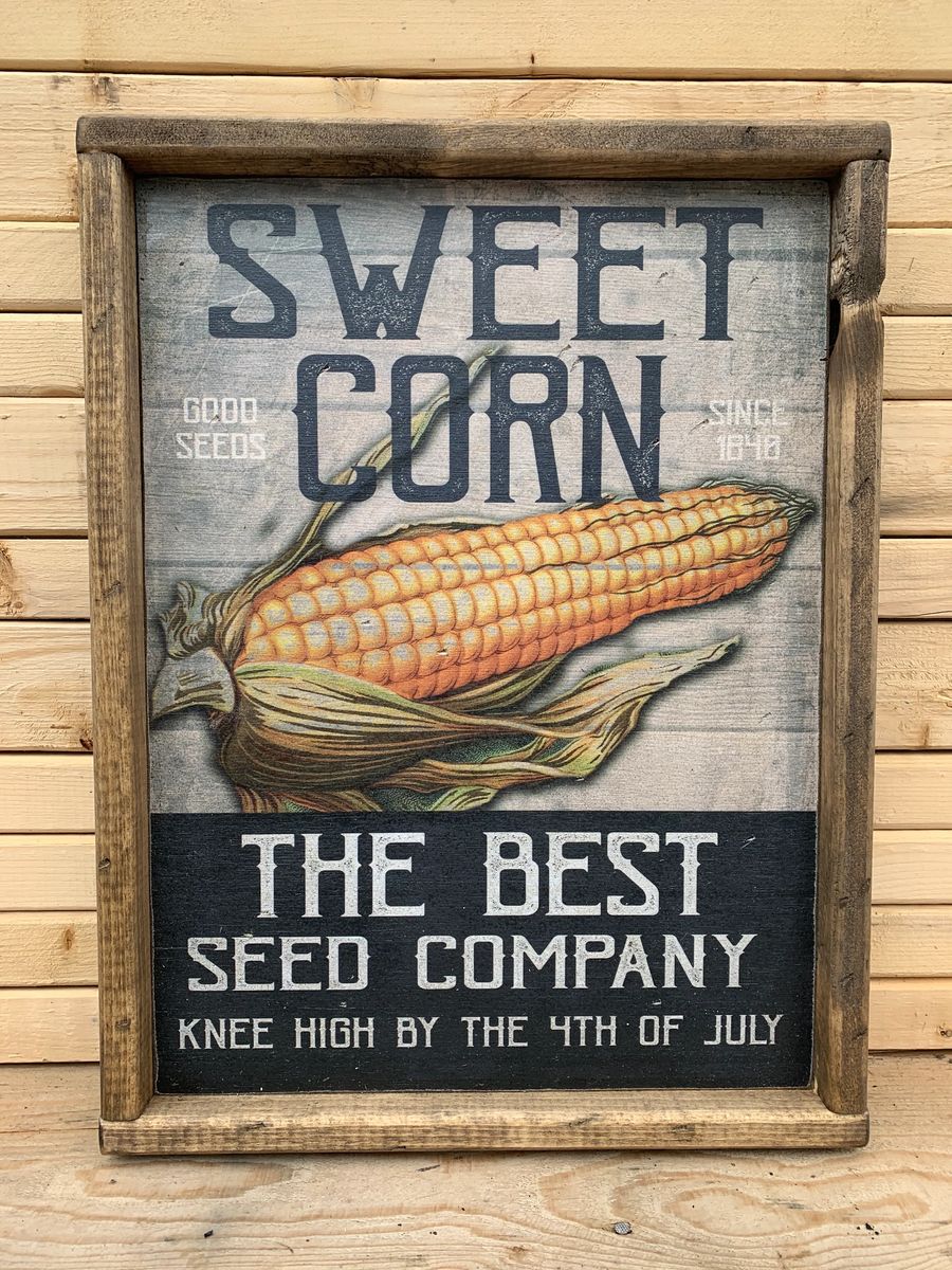 18x24 Rustic Farmhouse Sweet Corn Advertising Wooden Sign