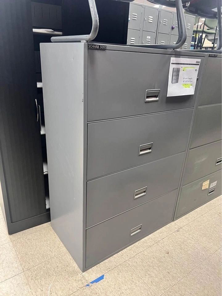(25) Fireproof Schwab 5,000 Four drawer Lateral file (gray)