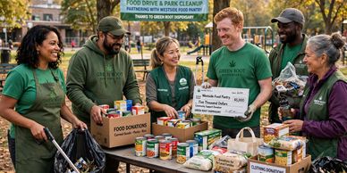 A group of dispensary workers helping raise charity.