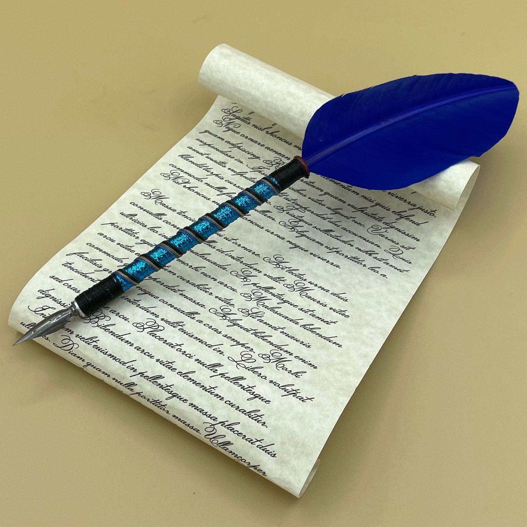 blue quill pen