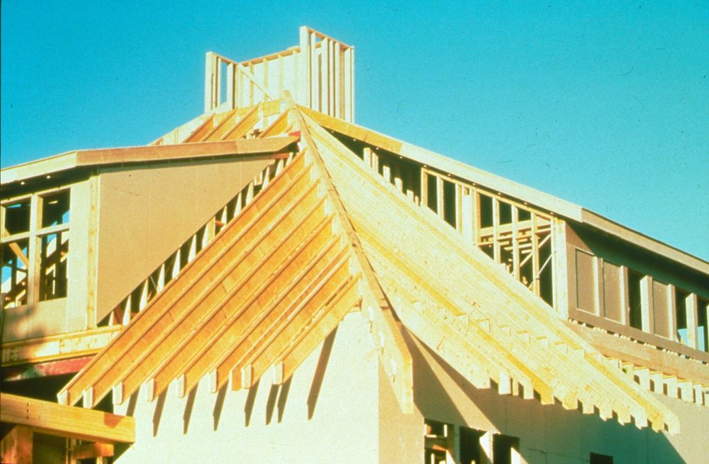 TJI Joists installed as roof rafters in a residential dwelling