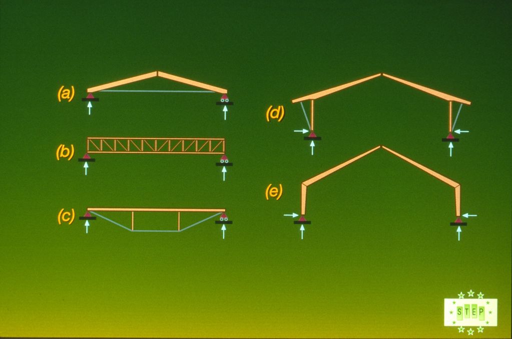 E4-1 ' Examples of plane structures made from straight members. (a) Truss made
of two beams and with