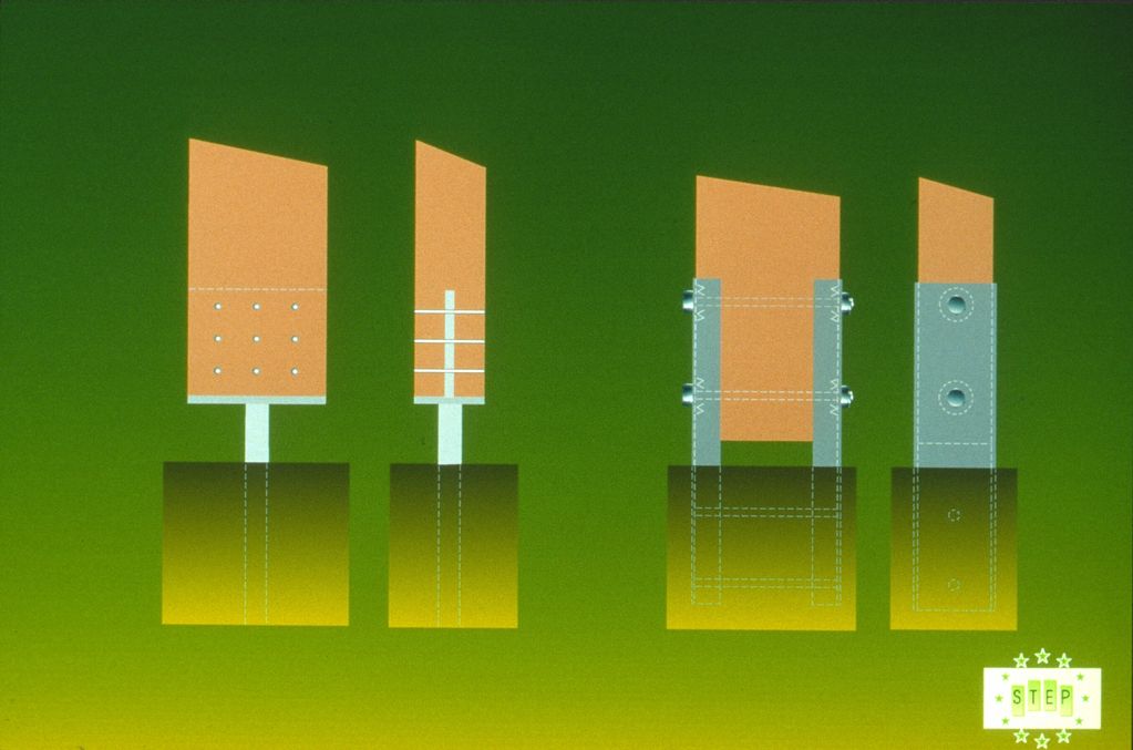 E4-7c/d Simply supported column with steel plates in a slot. It is important to
place an effective v