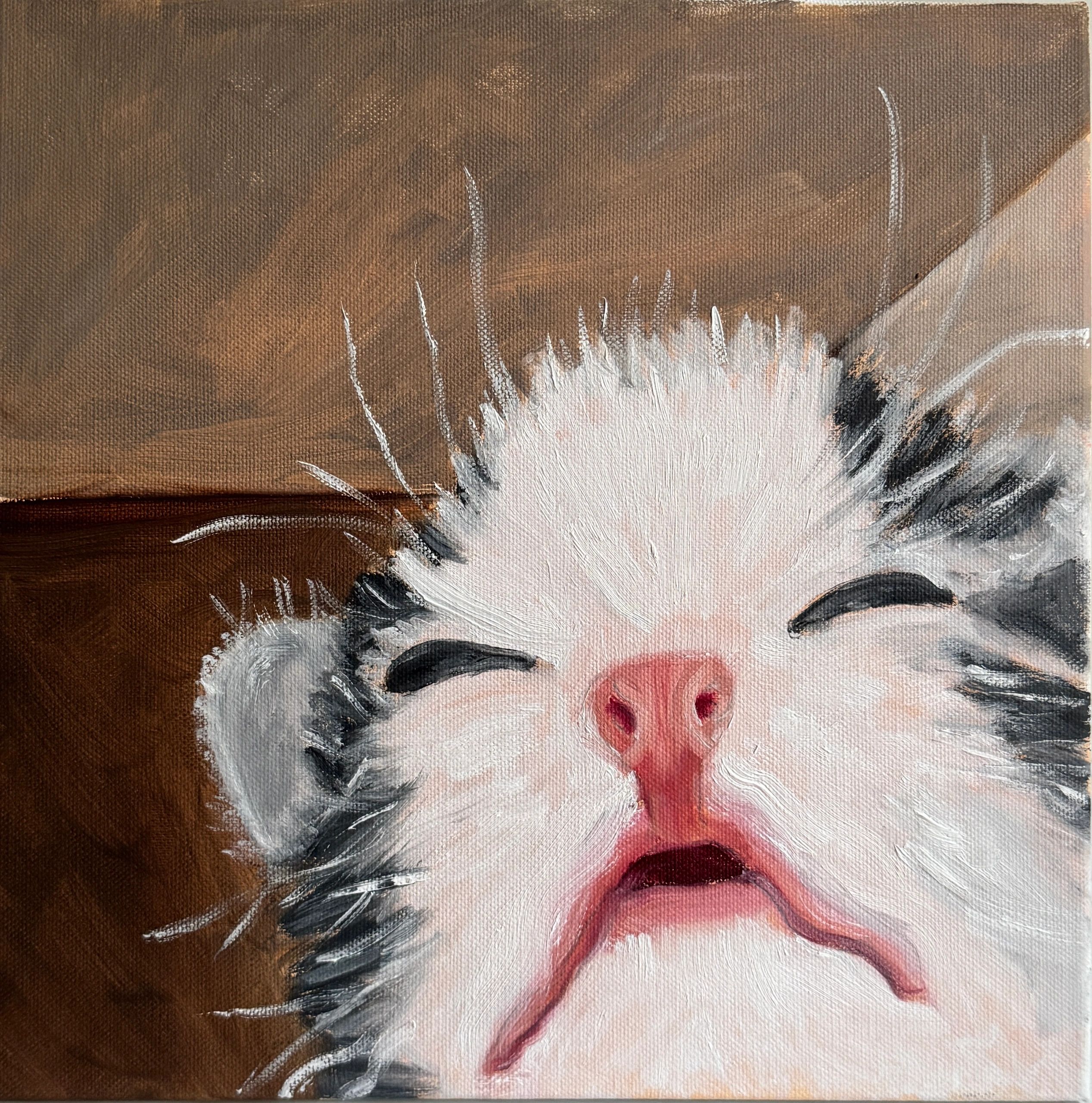 Oil painting of a little kitten 