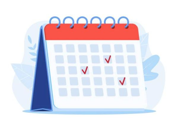 Illustration of a desk calendar with marked dates.