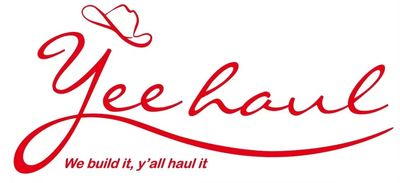 Logo with 'Yeehaul' and cowboy hat, slogan about building and hauling.