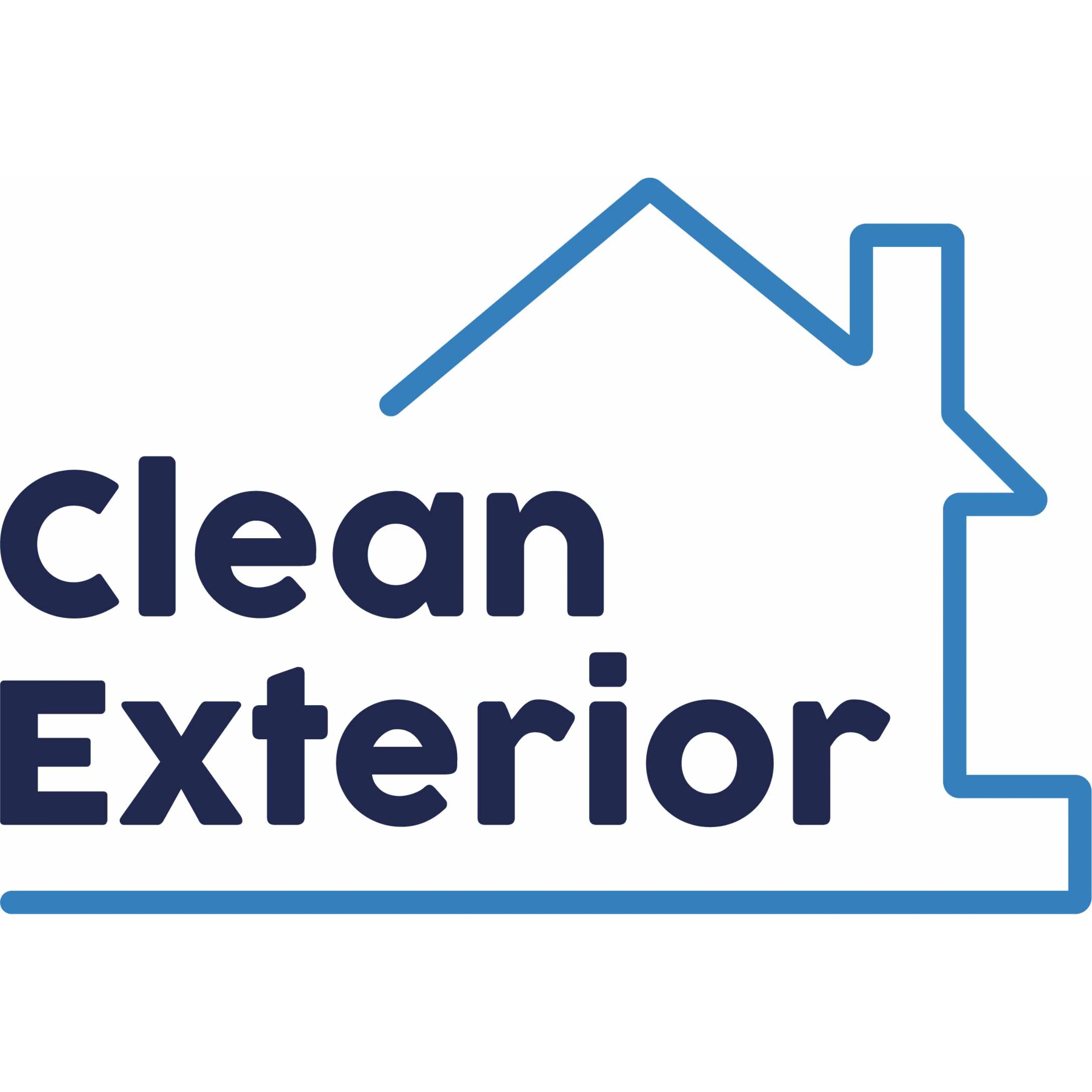 Logo with "clean Exterior" text and house outline in blue.
