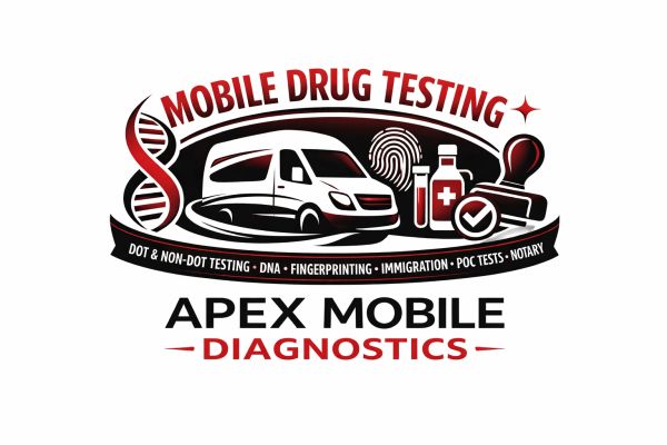 Logo for Apex Mobile Diagnostics offering mobile drug testing and related services.