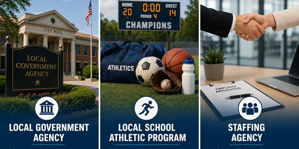 Three sectors: local government, school athletics, and staffing agencies with their goals.