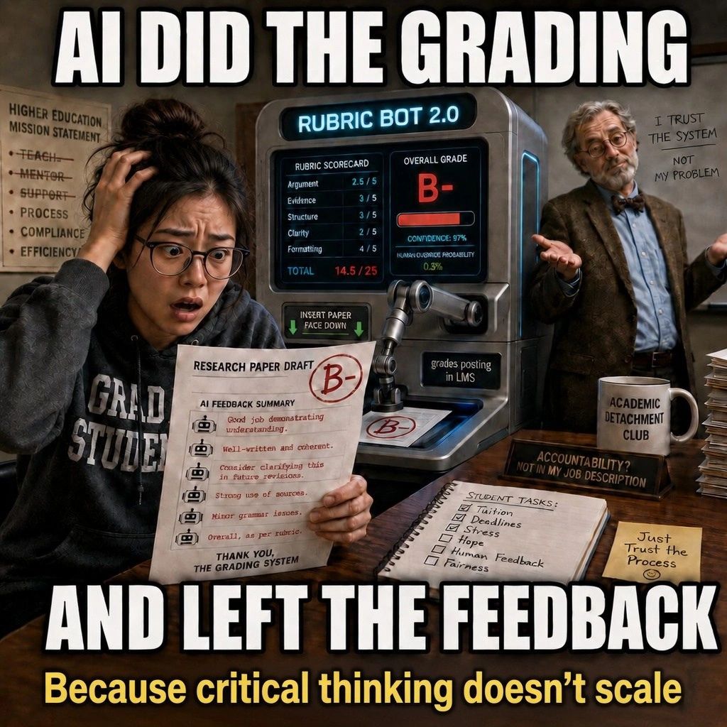When AI Grades Papers: Critical Thinking Doesn't Scale