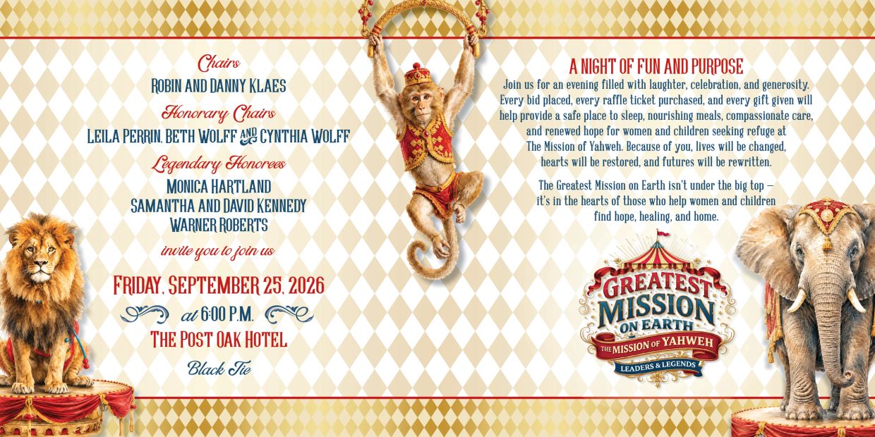 Invitation to Greatest Mission on Earth event with lion, monkey, and elephant imagery.