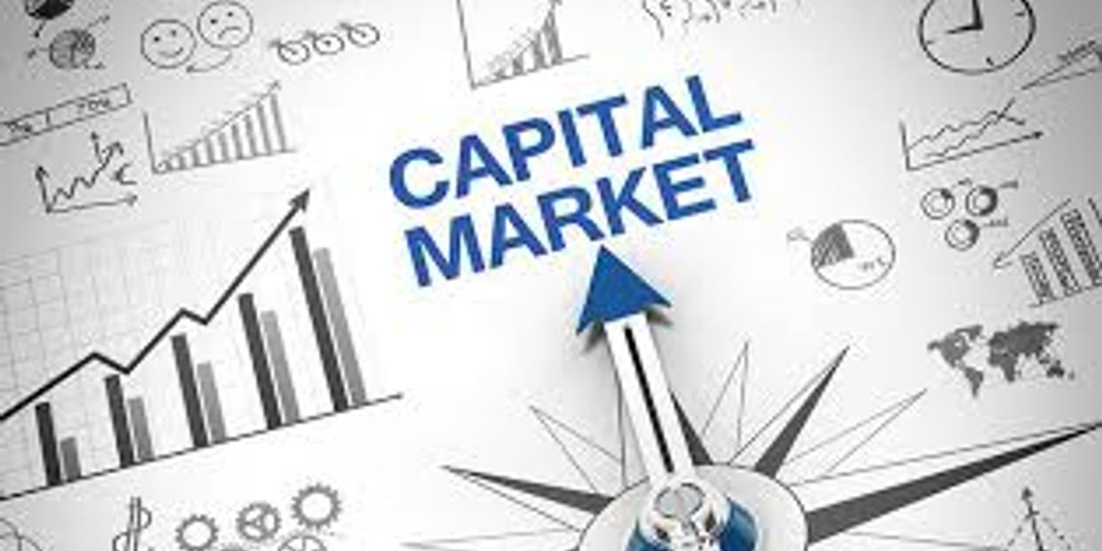 Illustration representing capital market growth with charts and graphs.