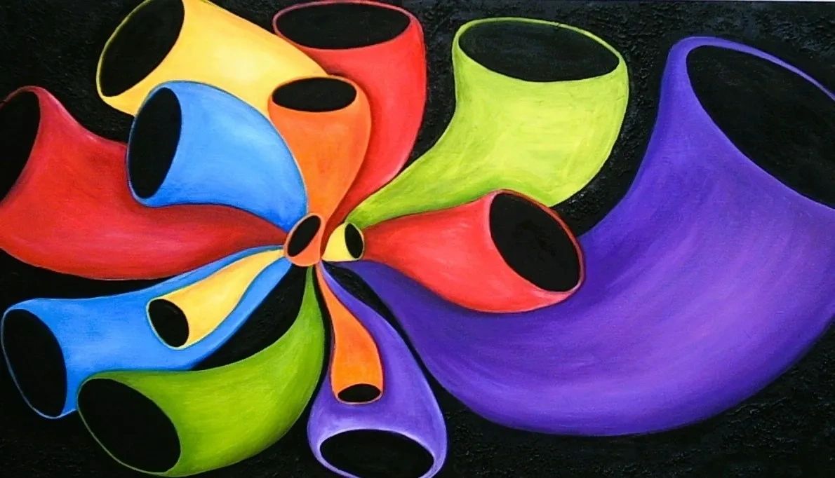 Escucha - obra de arte de Cristina De Padua - pintura abstracta contemporánea al óleo sobre madera