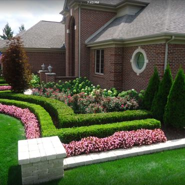 Landscape lighting highlighting plants, pathways, and outdoor features at night.