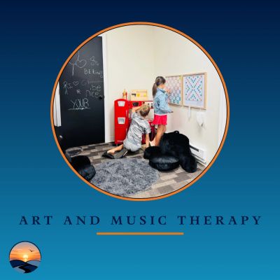 Children engaging in art therapy activities.