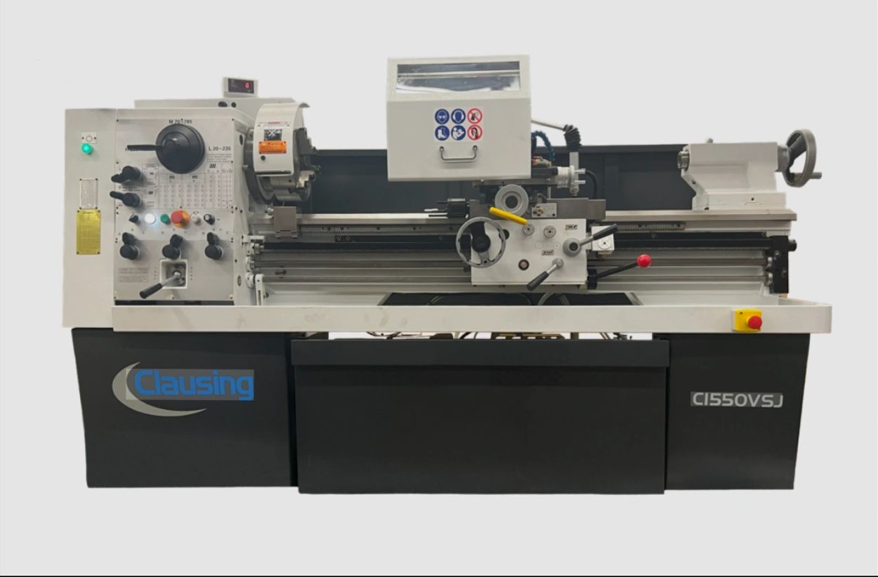 The Clausing Metosa C154SVS is a heavy-duty, variable-speed manual engine lathe with a robust design