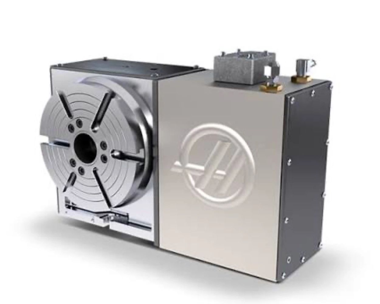 The 2017 Haas HRT210 is a heavy-duty, 4th-axis rotary table with a 210mm T-slotted platter.