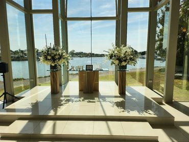 What a stunning image of the view from the chapel overlooking the water at Sanctuary Cove Chapel