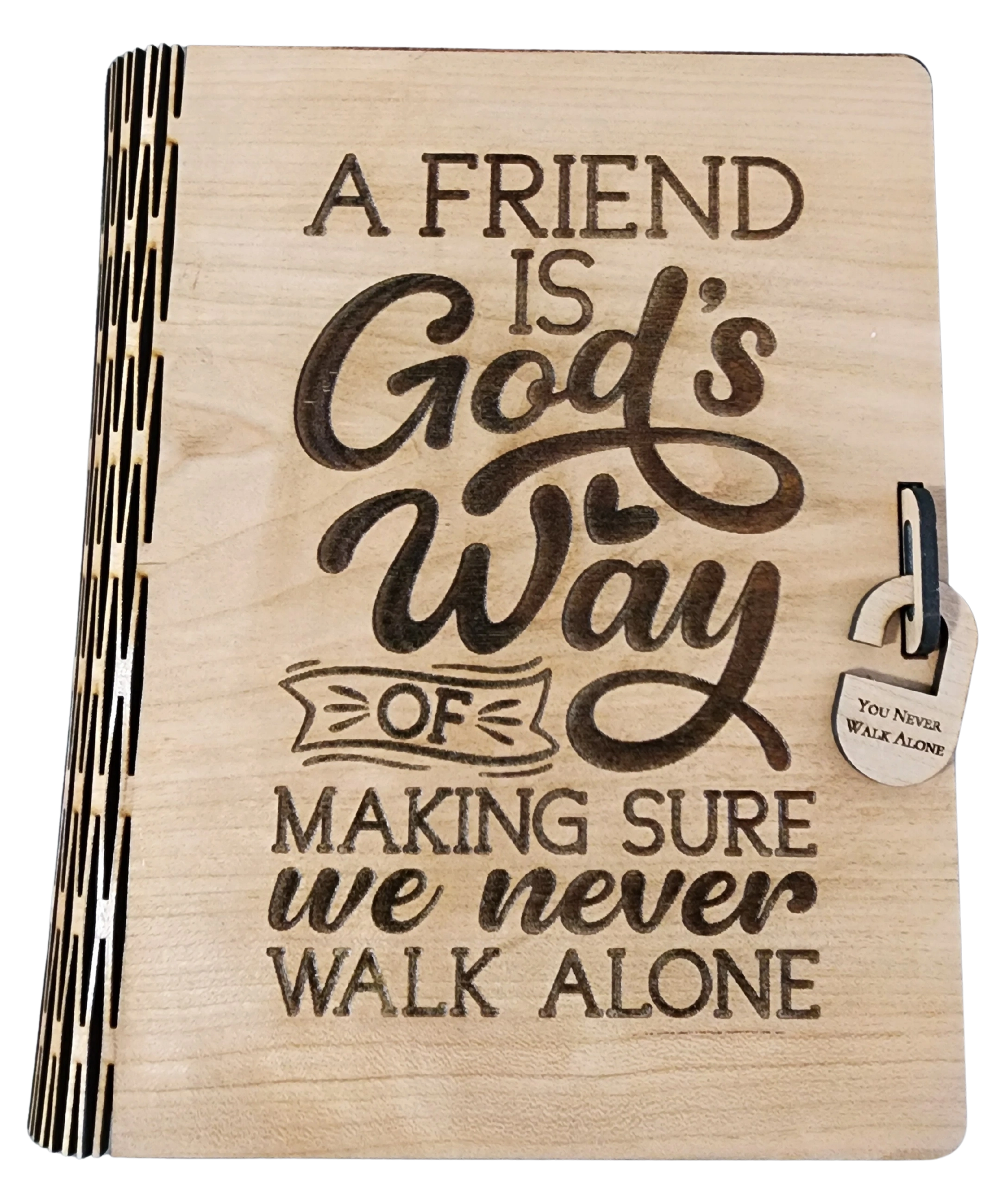 Journal box engraved with inspirational message about a friend.