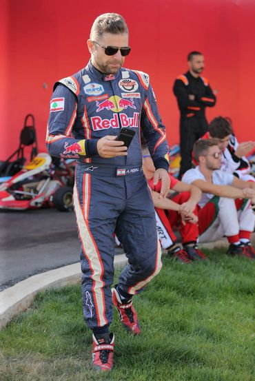 Abdo Fghali in Red Bull suit enjoying the race.