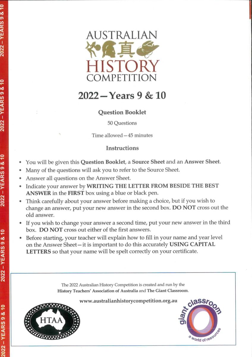 History Competition 2022 - Year 9/10