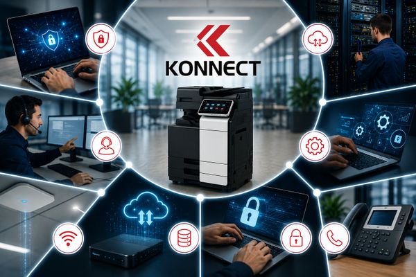 Konnect technology integrates secure networking and communication solutions with advanced office equipment.