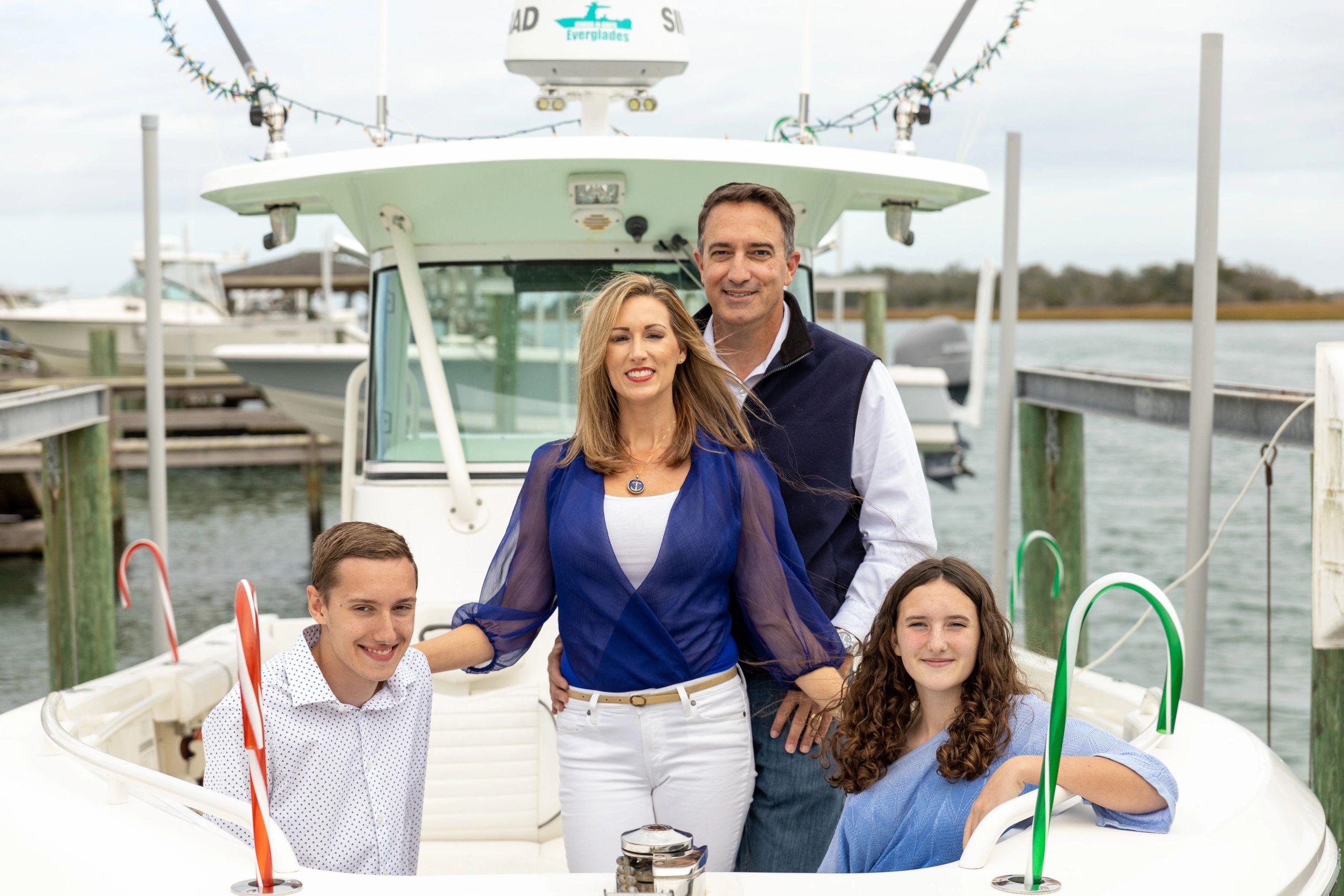 My family and I enjoying boating
