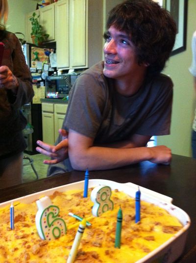 His 14th birthday. Always an icebox cake from Mom mom. 
