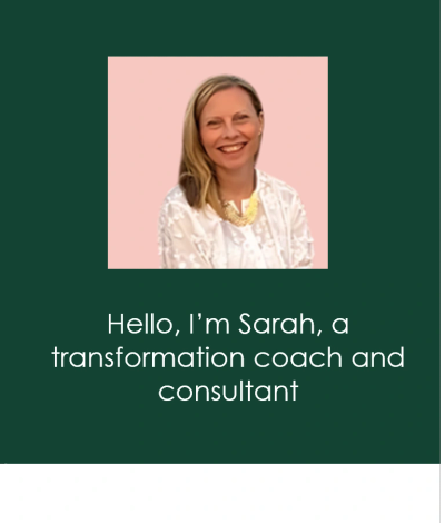 Portrait of Sarah, a transformation coach and consultant, smiling warmly.